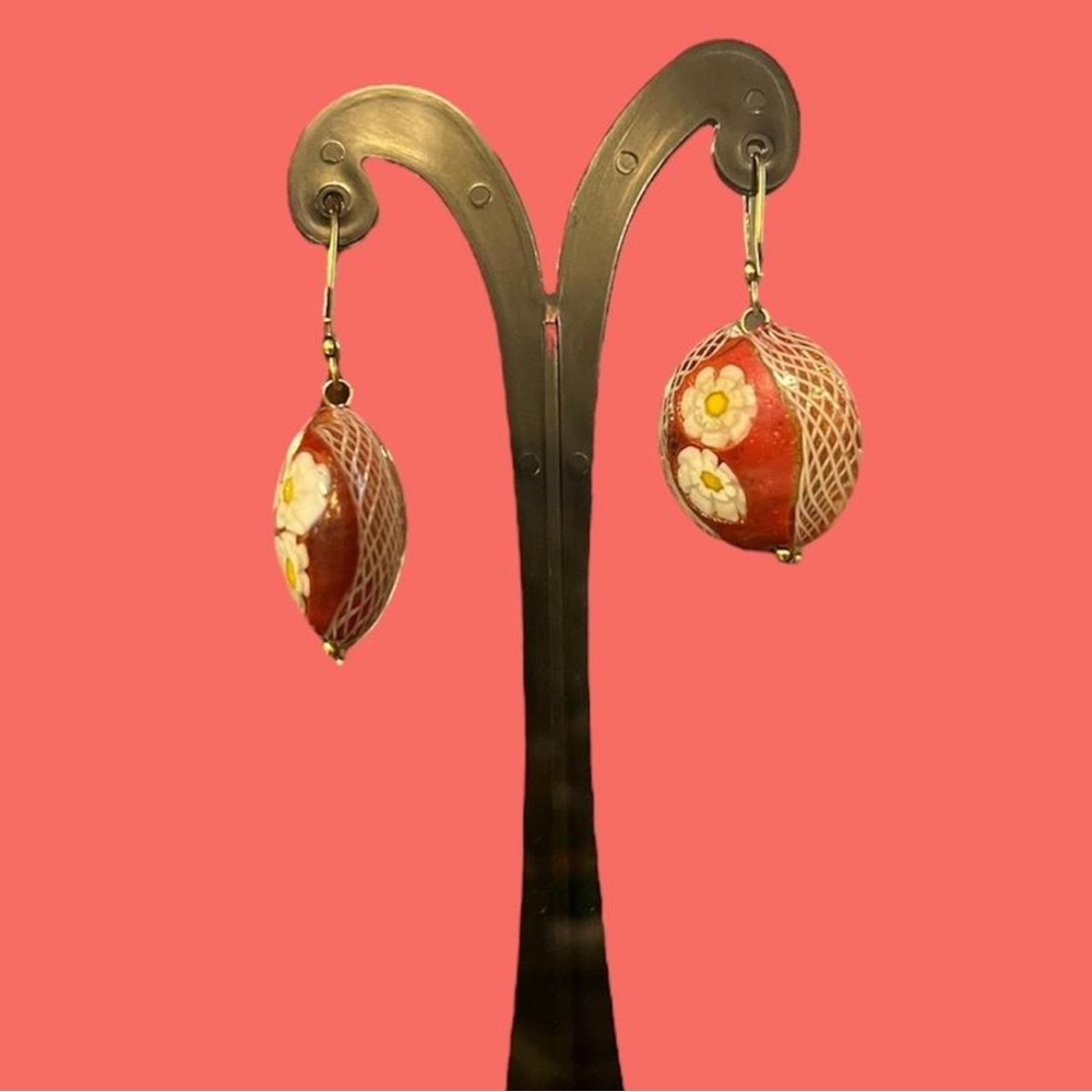 14k millefiori Murano glass earrings